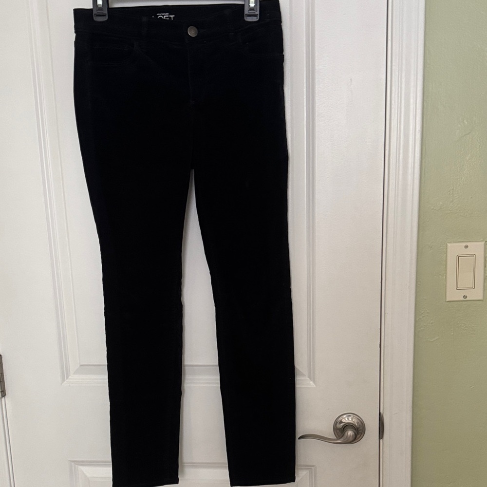 Ann Taylor Loft Black Velvet Modern Skinny Pants